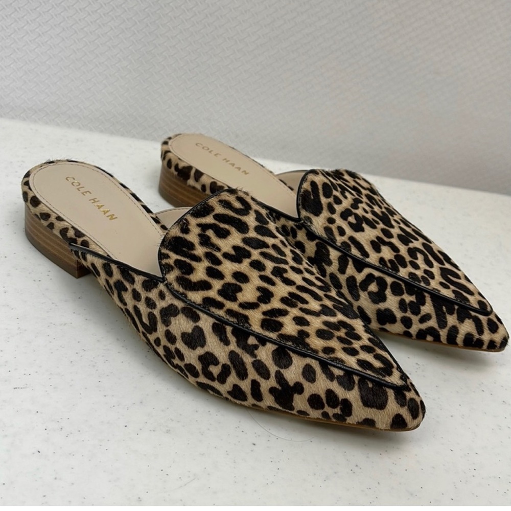 Cole Haan Piper Leopard Print Calf Hair Mules